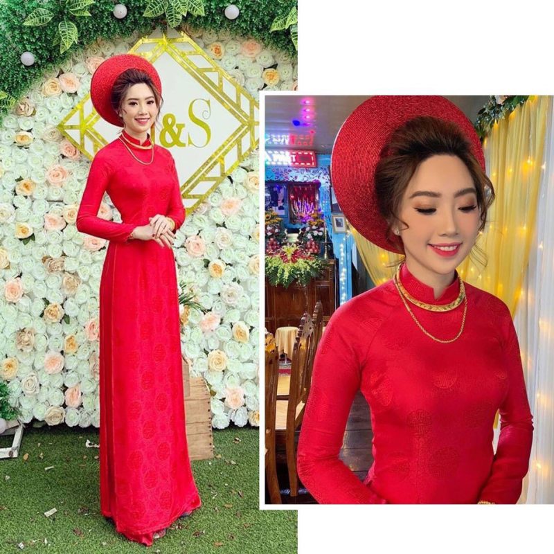 Áo dài cưới theo phong cách đơn giản