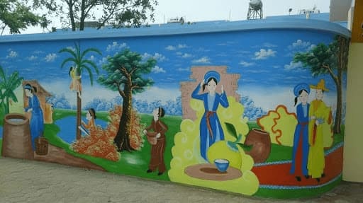 Vẽ tranh tường trường mầm non