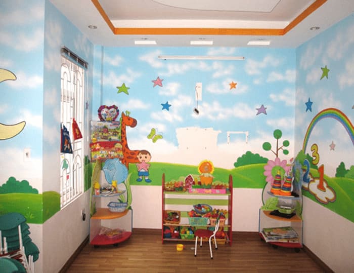 Vẽ tranh tường trường mầm non