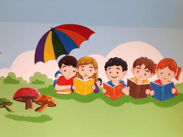 Vẽ tranh tường trường mầm non