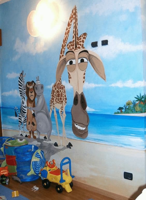 Vẽ tranh tường trường mầm non