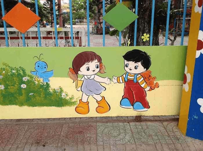 Vẽ tranh tường trường mầm non